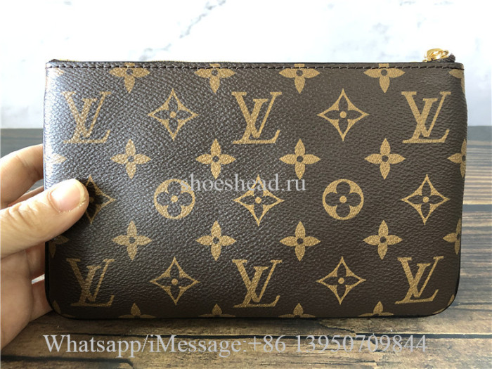 Original Louis Vuitton Double Zip Pochette Monogram Brown Bag M69203
