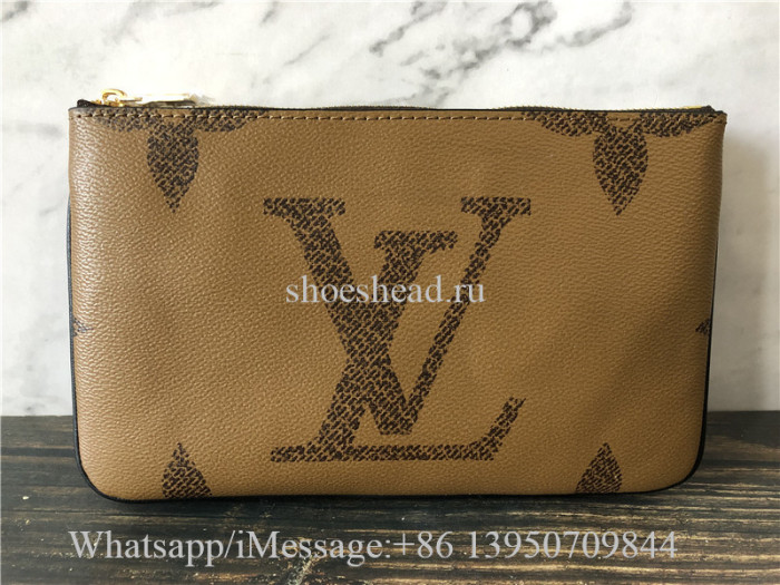 Original Louis Vuitton Double Zip Pochette Monogram Brown Bag M69203