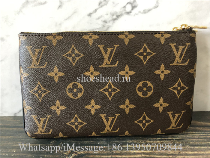 Original Louis Vuitton Double Zip Pochette Monogram Brown Bag M69203