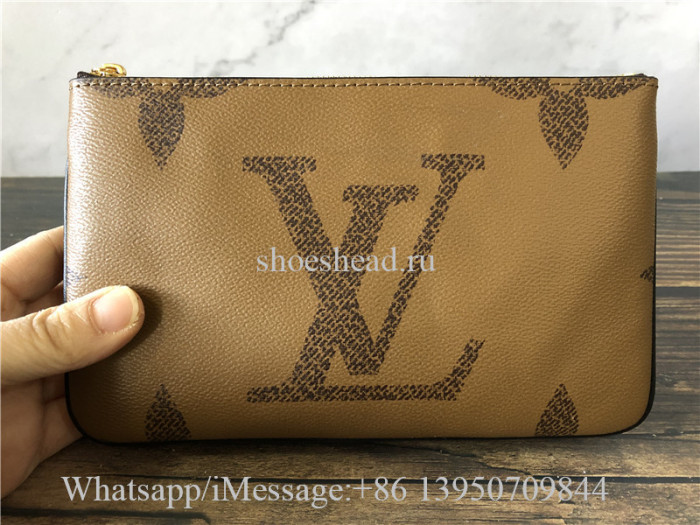 Original Louis Vuitton Double Zip Pochette Monogram Brown Bag M69203
