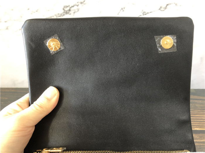 Original Louis Vuitton Lambskin Embossed Monogram Pochette Coussin Black M80742