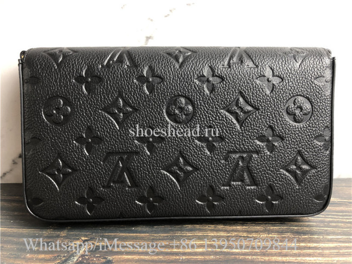 Original Louis Vuitton Felicie Pochette Monogram Empreinte Leather Black Bag M64064