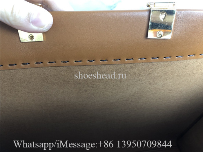 Original Fendi Calfskin Plexiglass Medium Sunshine Brown Leather Shopper Tote Bag