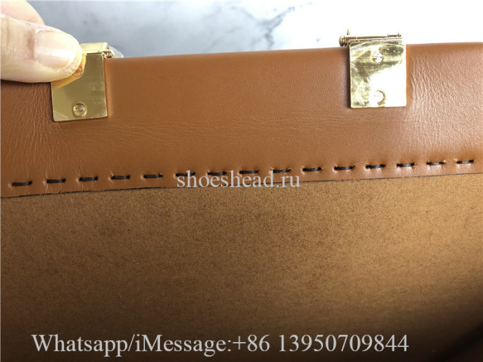 Original Fendi Calfskin Plexiglass Medium Sunshine Brown Leather Shopper Tote Bag