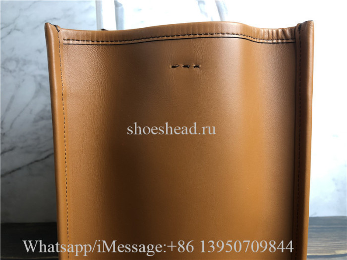 Original Fendi Calfskin Plexiglass Medium Sunshine Brown Leather Shopper Tote Bag