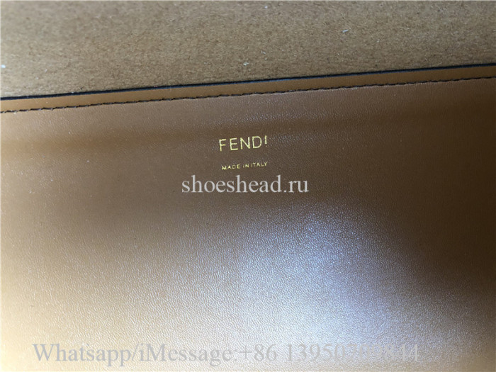 Original Fendi Calfskin Plexiglass Medium Sunshine Brown Leather Shopper Tote Bag