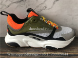 Super Quality Christian Dior B22 Sneaker Grey Calfskin Technical Knit Orange Green