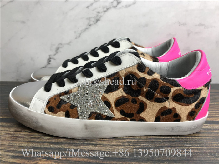 Golden Goose Superstar Leopard Sneaker With Pink Tab
