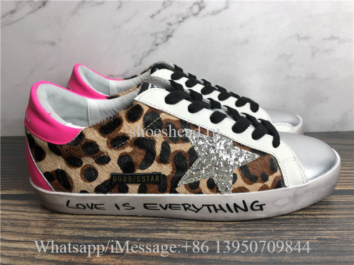 Golden Goose Superstar Leopard Sneaker With Pink Tab