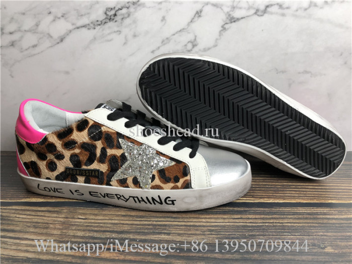 Golden Goose Superstar Leopard Sneaker With Pink Tab