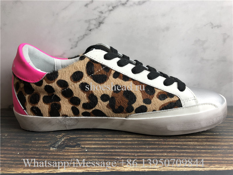 Golden Goose Superstar Leopard Sneaker With Pink Tab