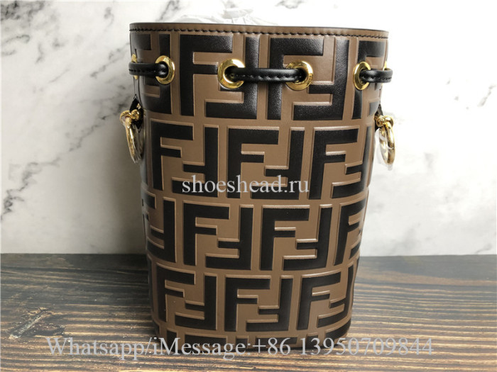 Original Fendi Mon Tresor Bucket Brown Leather Mini Bag