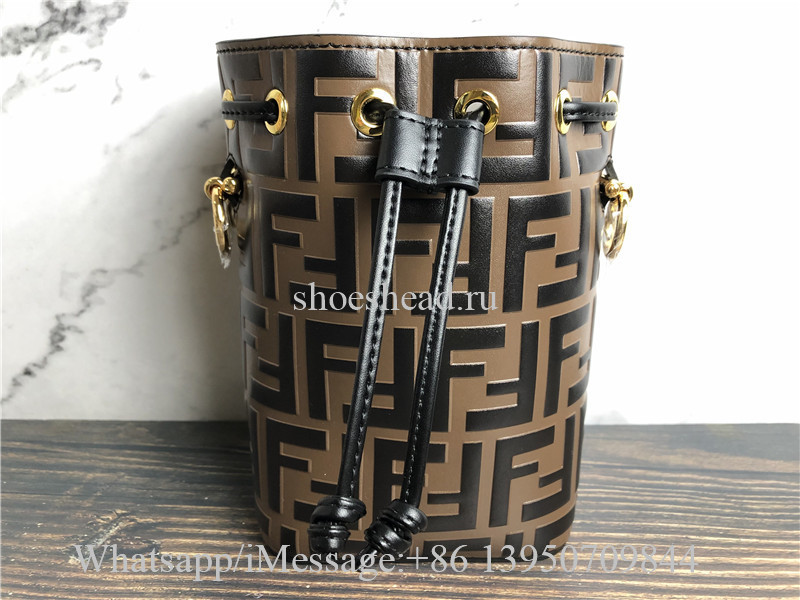Original Fendi Mon Tresor Bucket Brown Leather Mini Bag