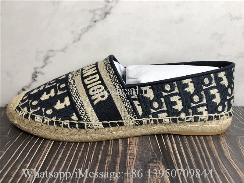 Dior Granville Espadrille Deep Blue Dior Oblique Embroidered Cotton