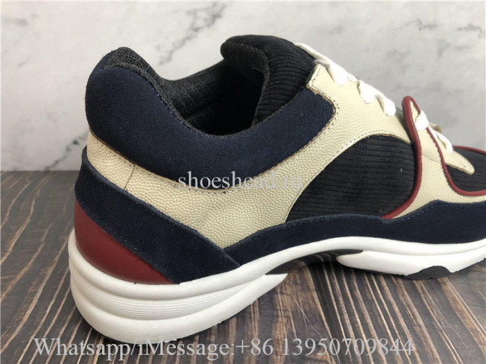 Chanel Low Top Navy Blue Suede Cc Logo Lace Up Trainers