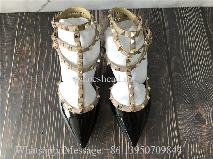 Valentino Garavani Rockstud Ankle Strap Caged Pump 65mm Black Poudre