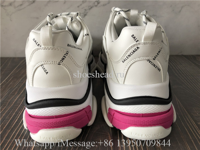 Balenciaga Triple S  Allover Logo Sneaker White Black Fluo Pink