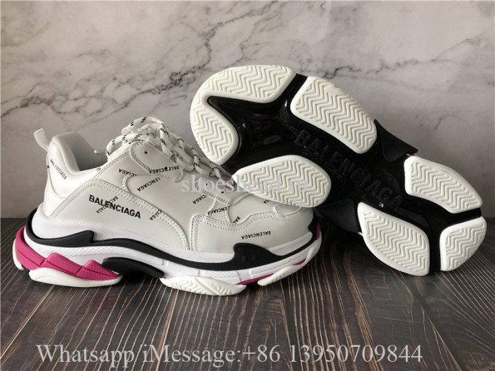 Balenciaga Triple S  Allover Logo Sneaker White Black Fluo Pink