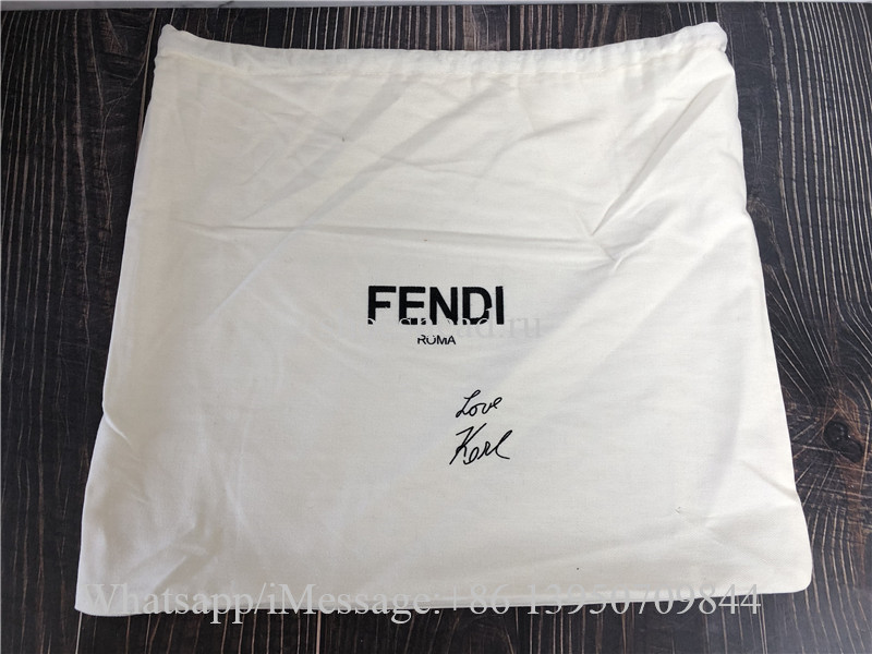Original Fendi Kan I Bag Zucca Embossed Leather Medium