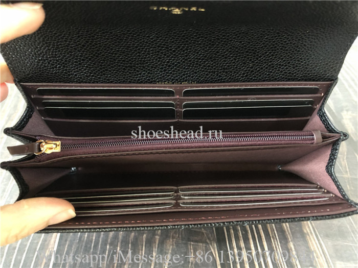 Original Chanel Classic Flap Wallet Grained Calfskin & Gold Tone Metal Black