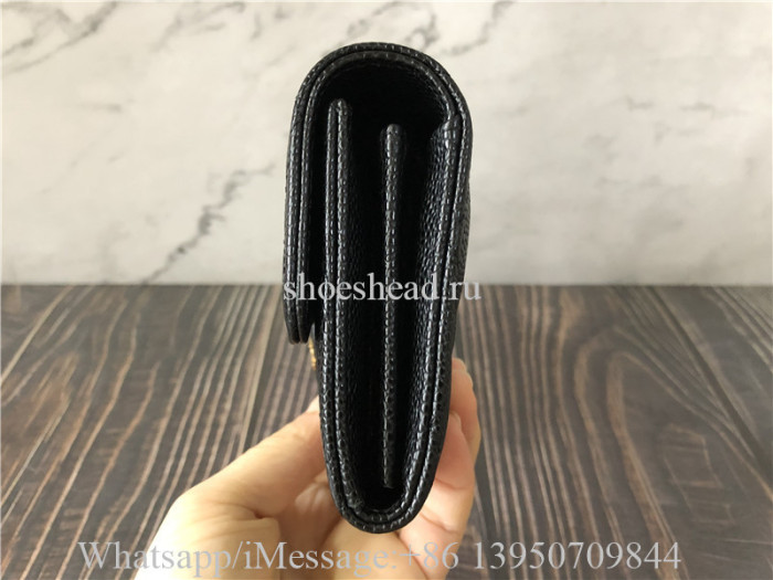 Original Chanel Classic Flap Wallet Grained Calfskin & Gold Tone Metal Black
