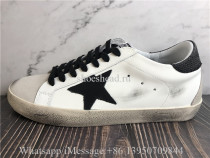 Golden Goose Super-Star Sneakers White Leather With Black Distressed Canvas Heel Tab