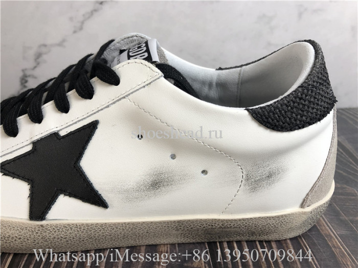 Golden Goose Super-Star Sneakers White Leather With Black Distressed Canvas Heel Tab