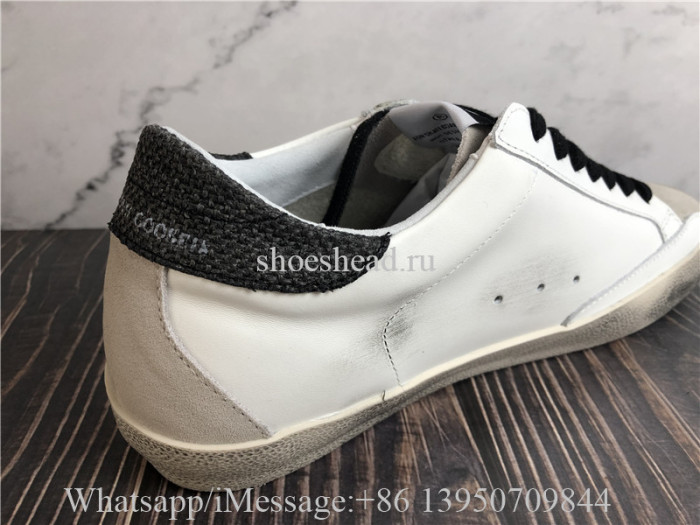 Golden Goose Super-Star Sneakers White Leather With Black Distressed Canvas Heel Tab