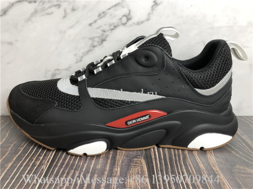 Super Quality Christian Dior B22 Sneaker Black Calfskin Technical Knit Red