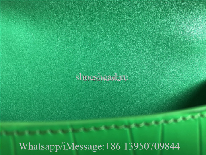 Original Balenciaga Hourglass XS Croc-Embossed Top-Handle Bag Green