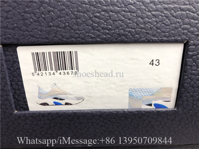 Super Quality Christian Dior B22 Sneaker Grey Calfskin Technical Knit White Blue