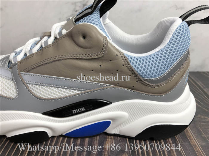 Super Quality Christian Dior B22 Sneaker Grey Calfskin Technical Knit White Blue