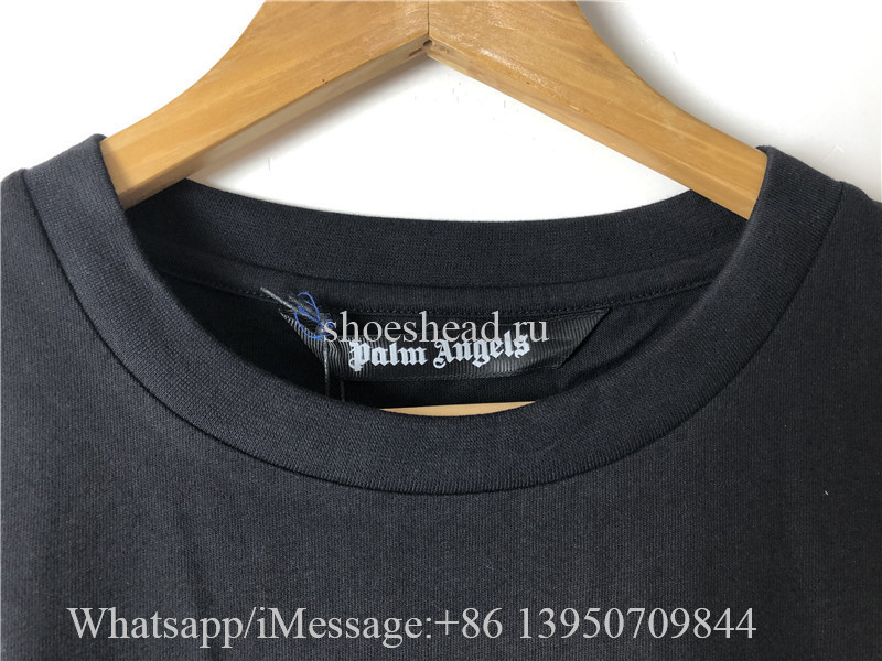 Palm Angels Black Tee With Purple Logo