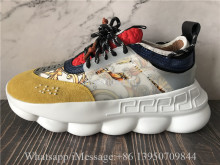 Versace Chain Reaction Baroque-print Sneakers Yellow Suede
