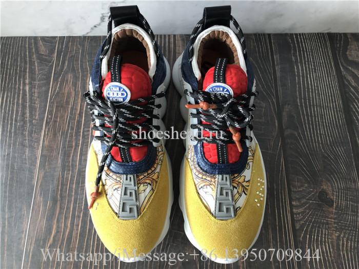 Versace Chain Reaction Baroque-print Sneakers Yellow Suede