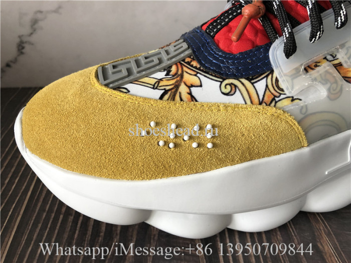 Versace Chain Reaction Baroque-print Sneakers Yellow Suede