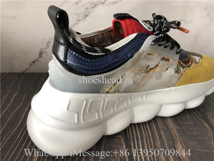 Versace Chain Reaction Baroque-print Sneakers Yellow Suede