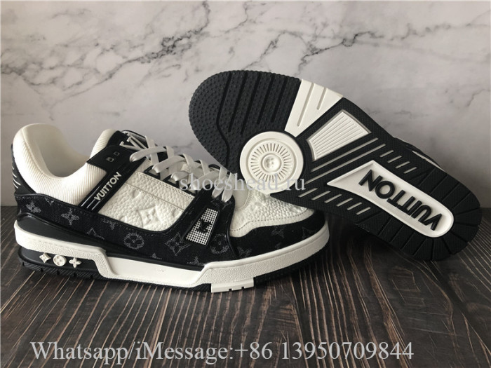 Louis Vuitton Black Denim Trainer White