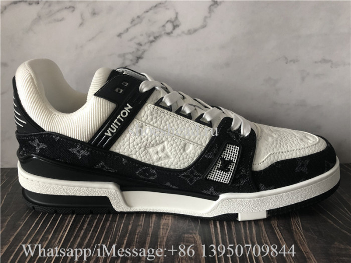 Louis Vuitton Black Denim Trainer White