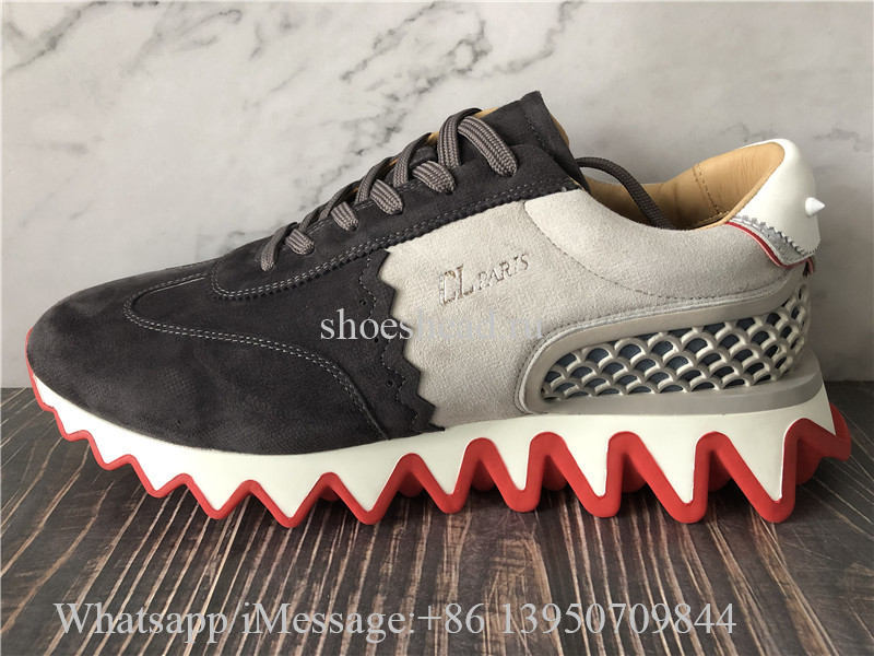 Christian Louboutin Loubishark Donna Red Sole Runner Sneaker Grey
