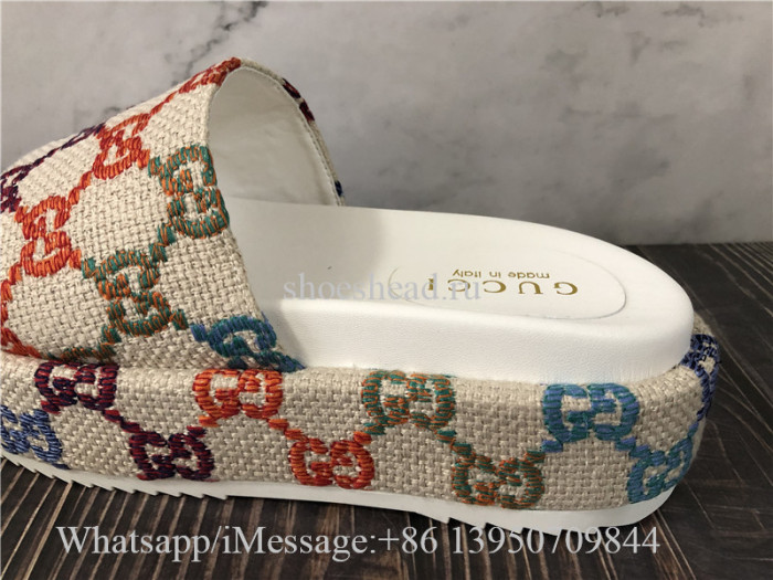 Gucci Platform GG Canvas Slide Sandals