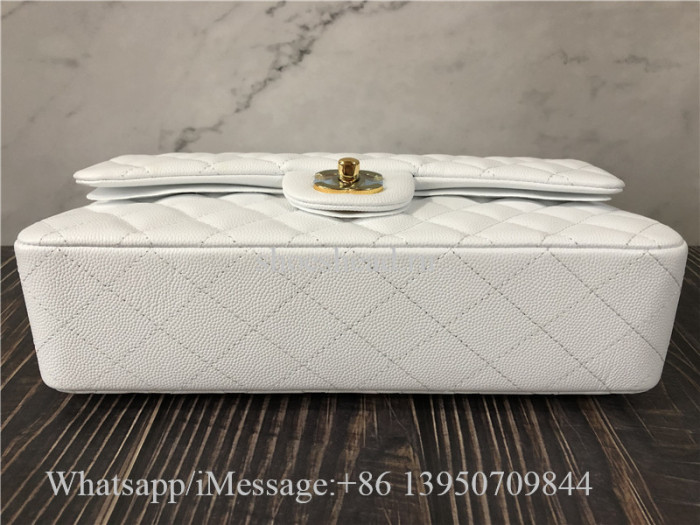 Original Quality Chanel Jumbo Caviar Double Flap Bag White 25cm