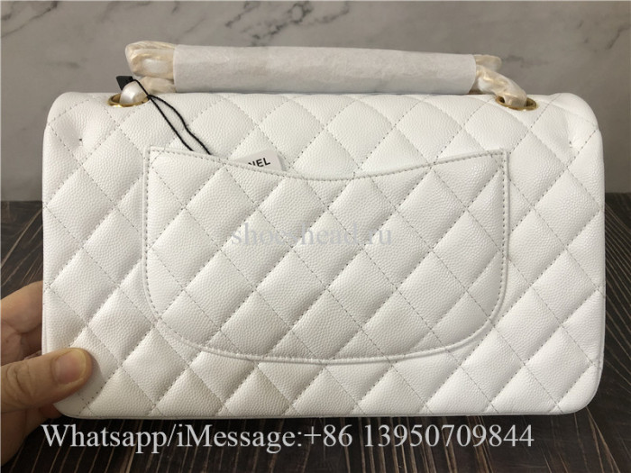 Original Quality Chanel Jumbo Caviar Double Flap Bag White 25cm