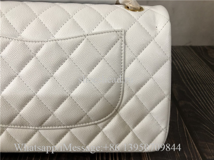 Original Quality Chanel Jumbo Caviar Double Flap Bag White 25cm