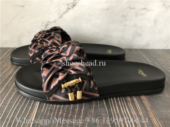 Fendi Women's Brown toggle-fastening Ff-logo Slides