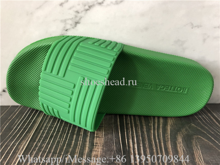Bottega Veneta Carpet Rubber Slide Pool Sandals Green