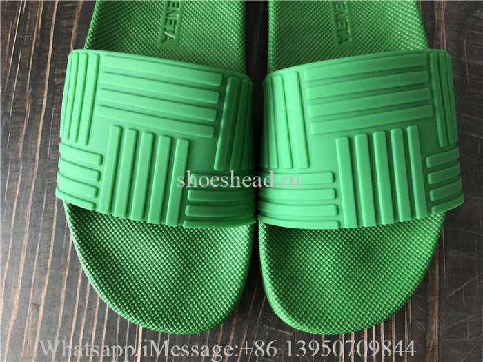 Bottega Veneta Carpet Rubber Slide Pool Sandals Green