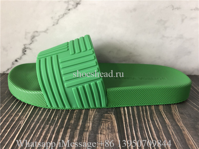 Bottega Veneta Carpet Rubber Slide Pool Sandals Green