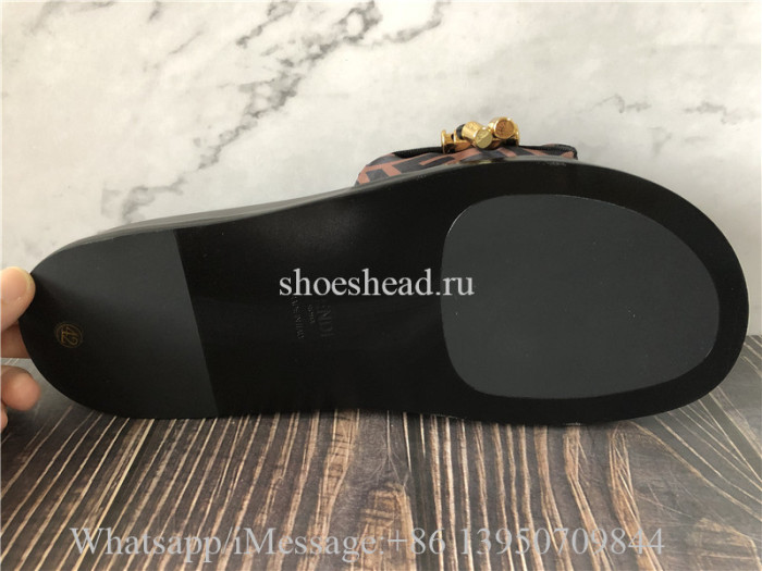 Fendi Women's Brown toggle-fastening Ff-logo Slides