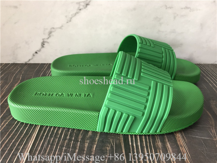 Bottega Veneta Carpet Rubber Slide Pool Sandals Green